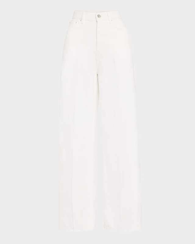 High-Rise Straight-Leg Press-Creased Denim Jeans